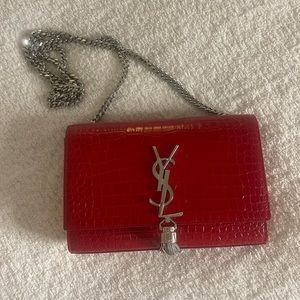 YSL Red Small Kate with Tassels and Croc embossed - AUTHENTIC